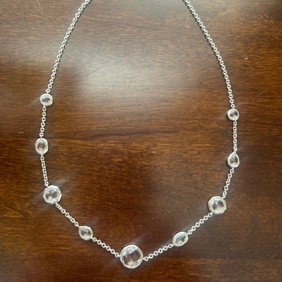 Ippolita Rock Candy 925 Sterling & clear quartz 9 station necklace. Signed.